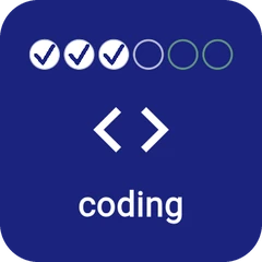 coding tile with three of four circles filled and two light green stretch circles